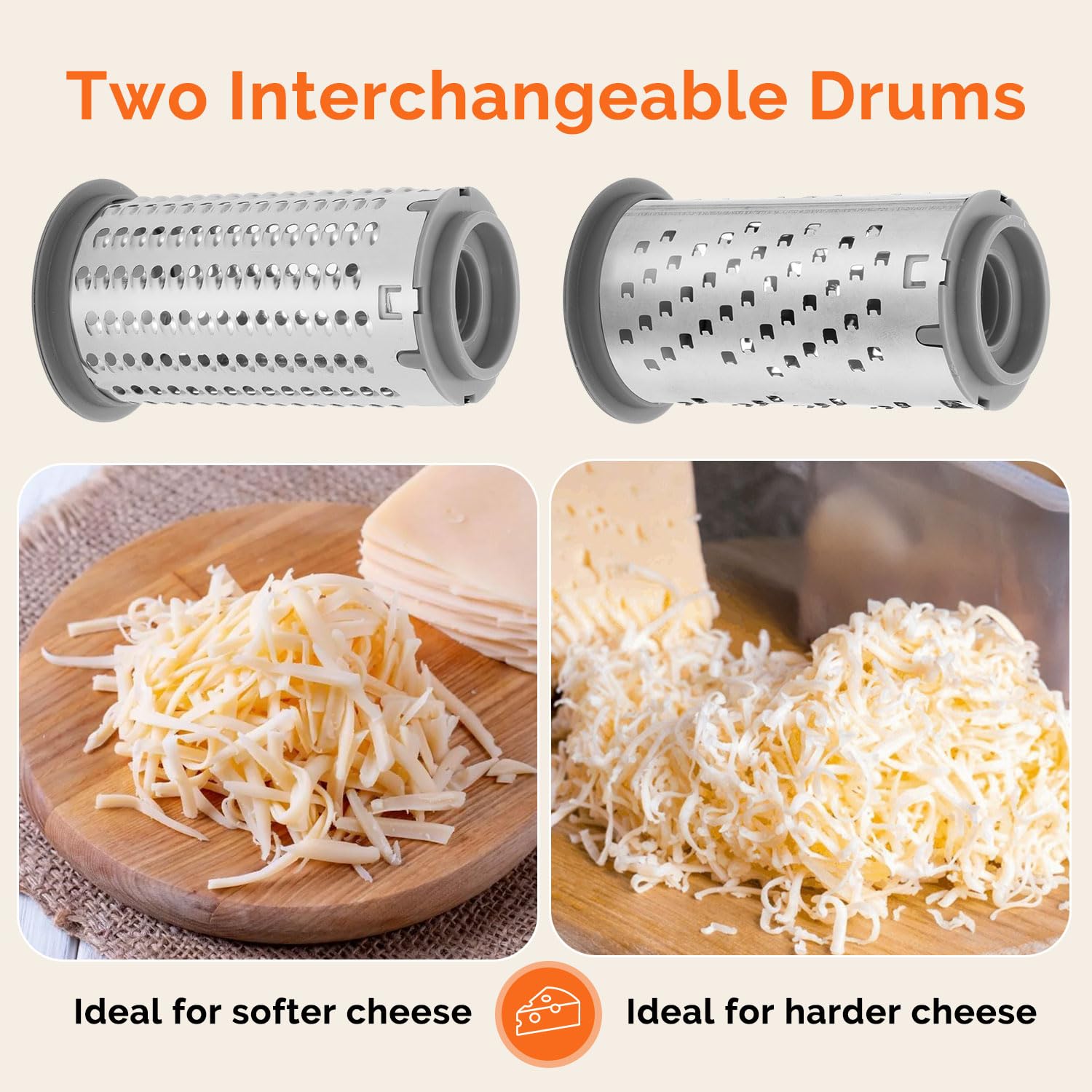 UHIYEE rotary grater drum with fine focus for finely grated Parmesan