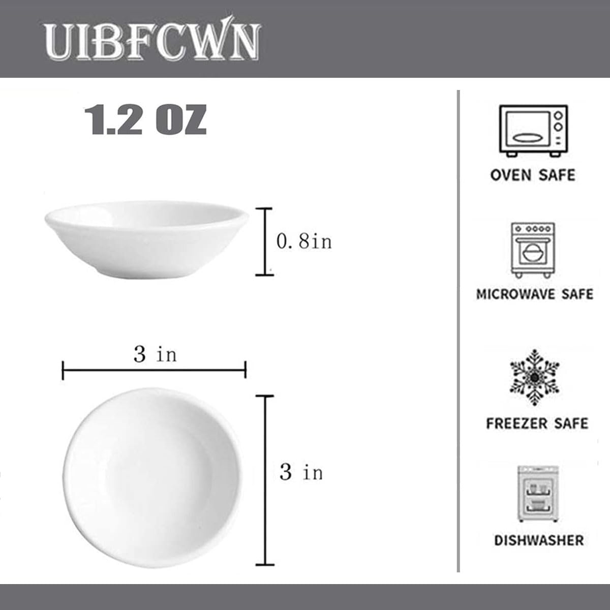 UIBFCWN porcelain sauce dishes closeup showing clean presentation.