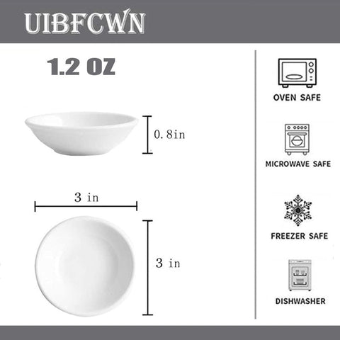 UIBFCWN porcelain sauce dishes closeup showing clean presentation.
