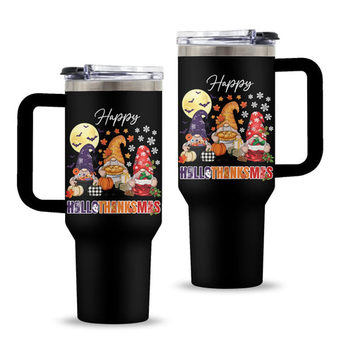 Uibunoo Christmas tumbler with handle and festive print for gifting.