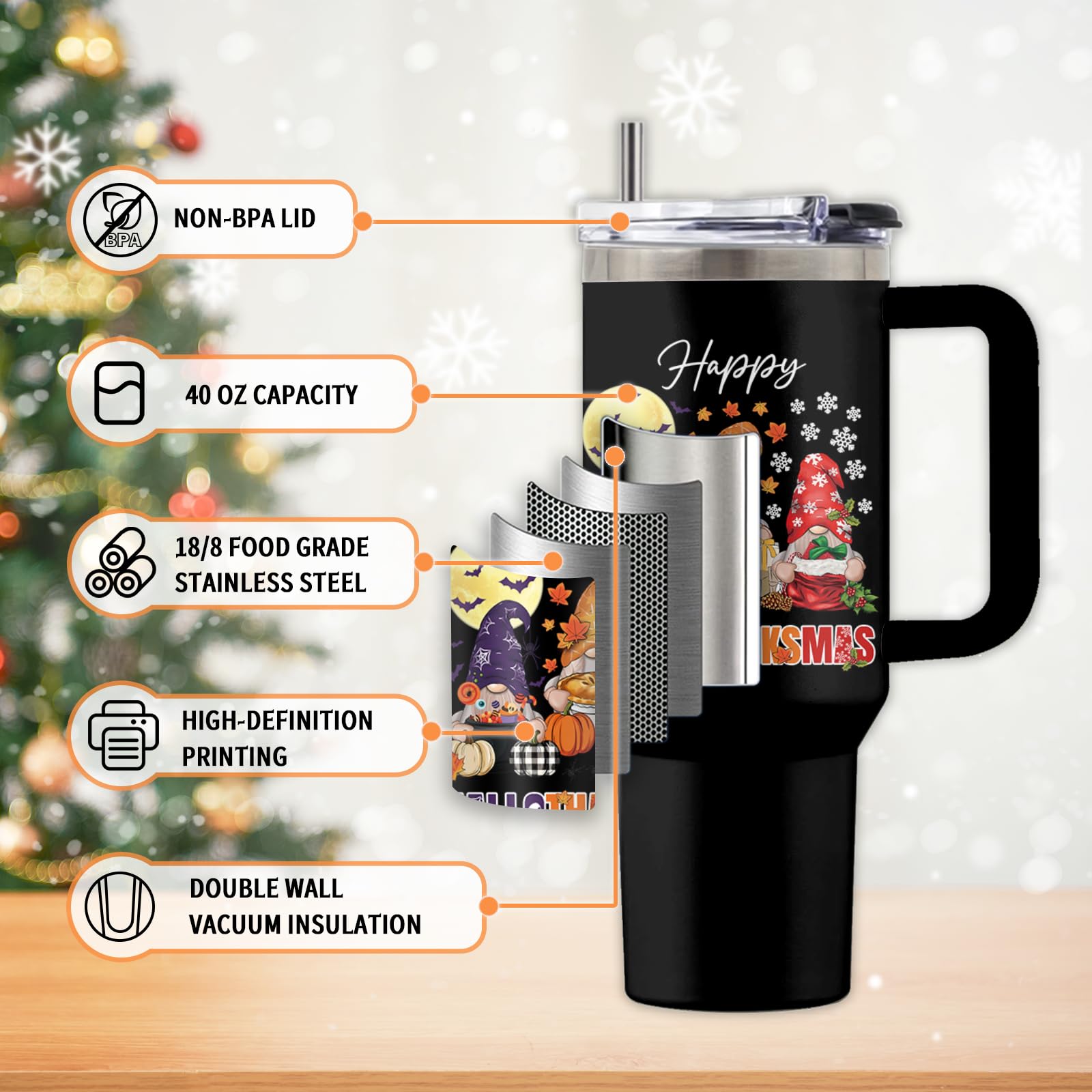 Close-up of double-sided design on the Uibunoo tumbler.