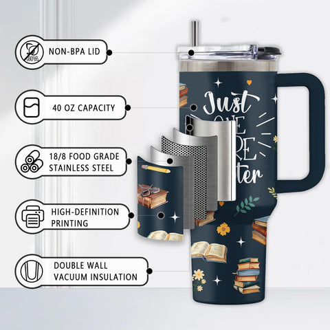 Uibunoo Tumbler straw assembly for easy sipping while enjoying a novel.