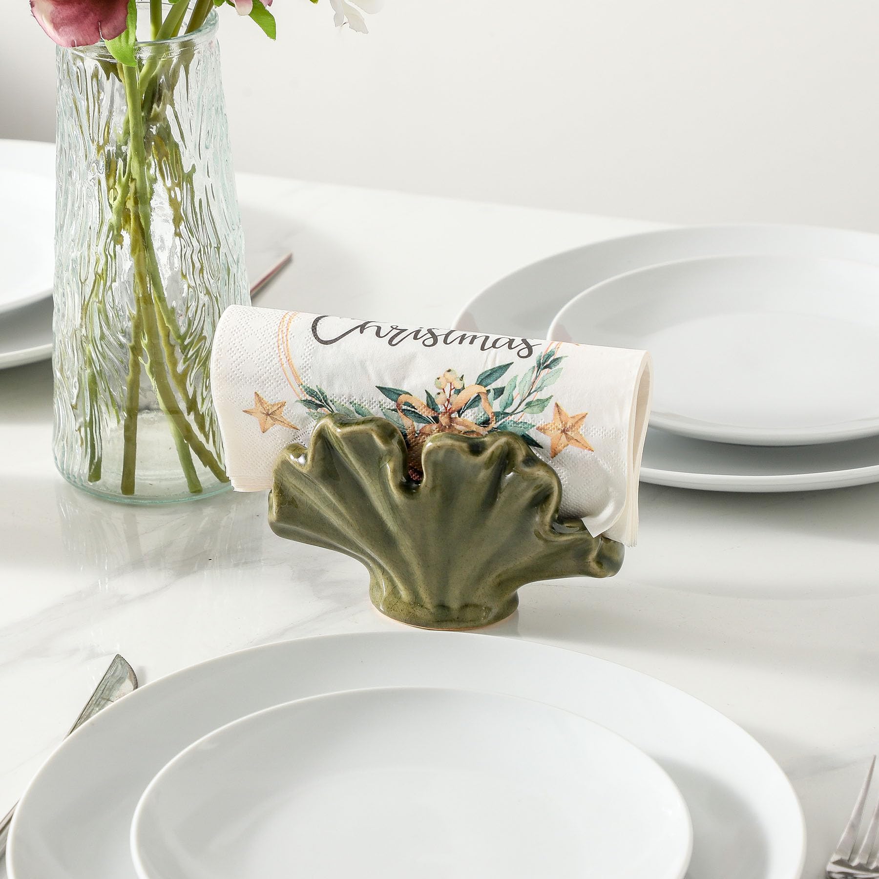 Uiddo farmhouse green ceramic decor adds elegant kitchen accent.