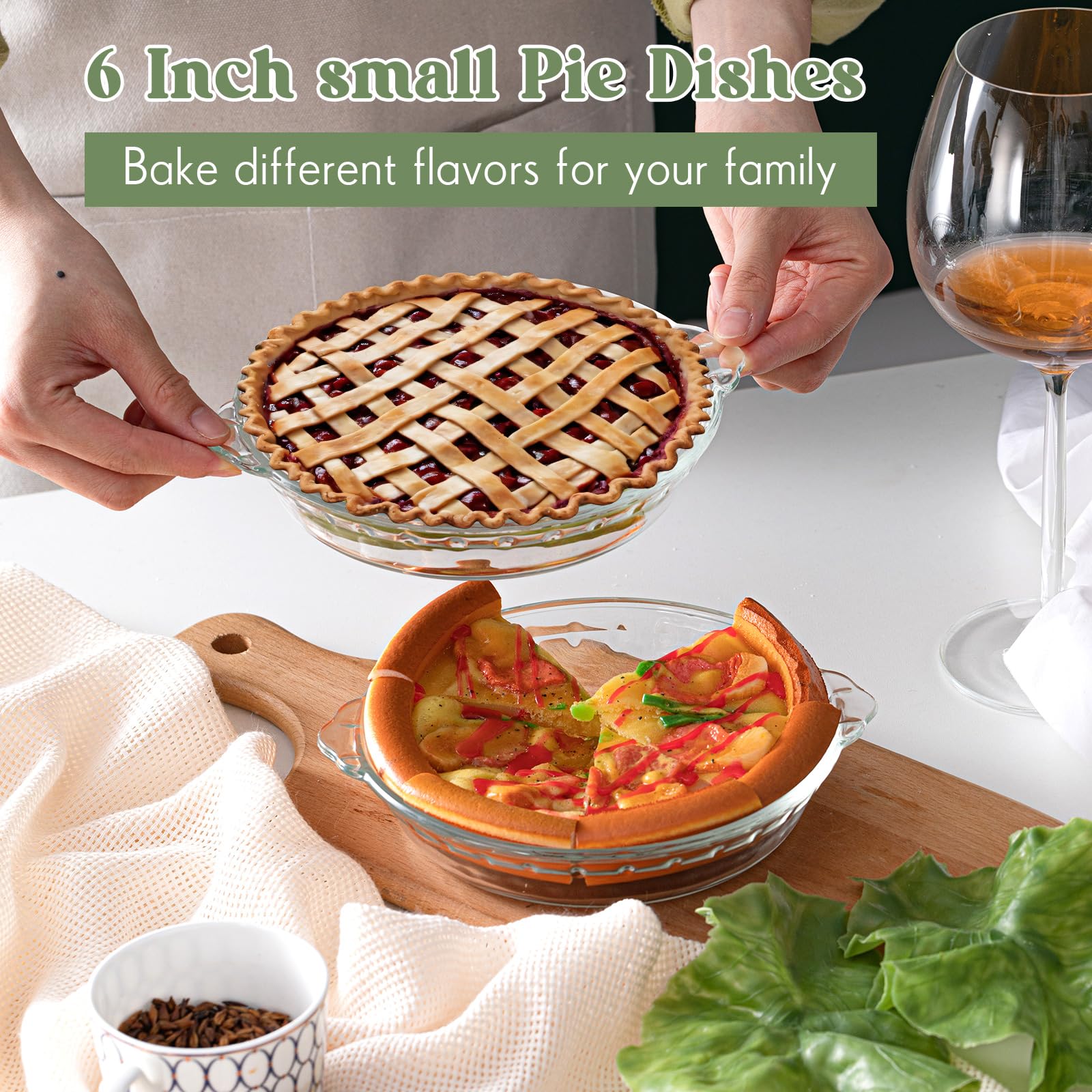Uiifan clear glass pie pan doubles as a dinner plate for meals