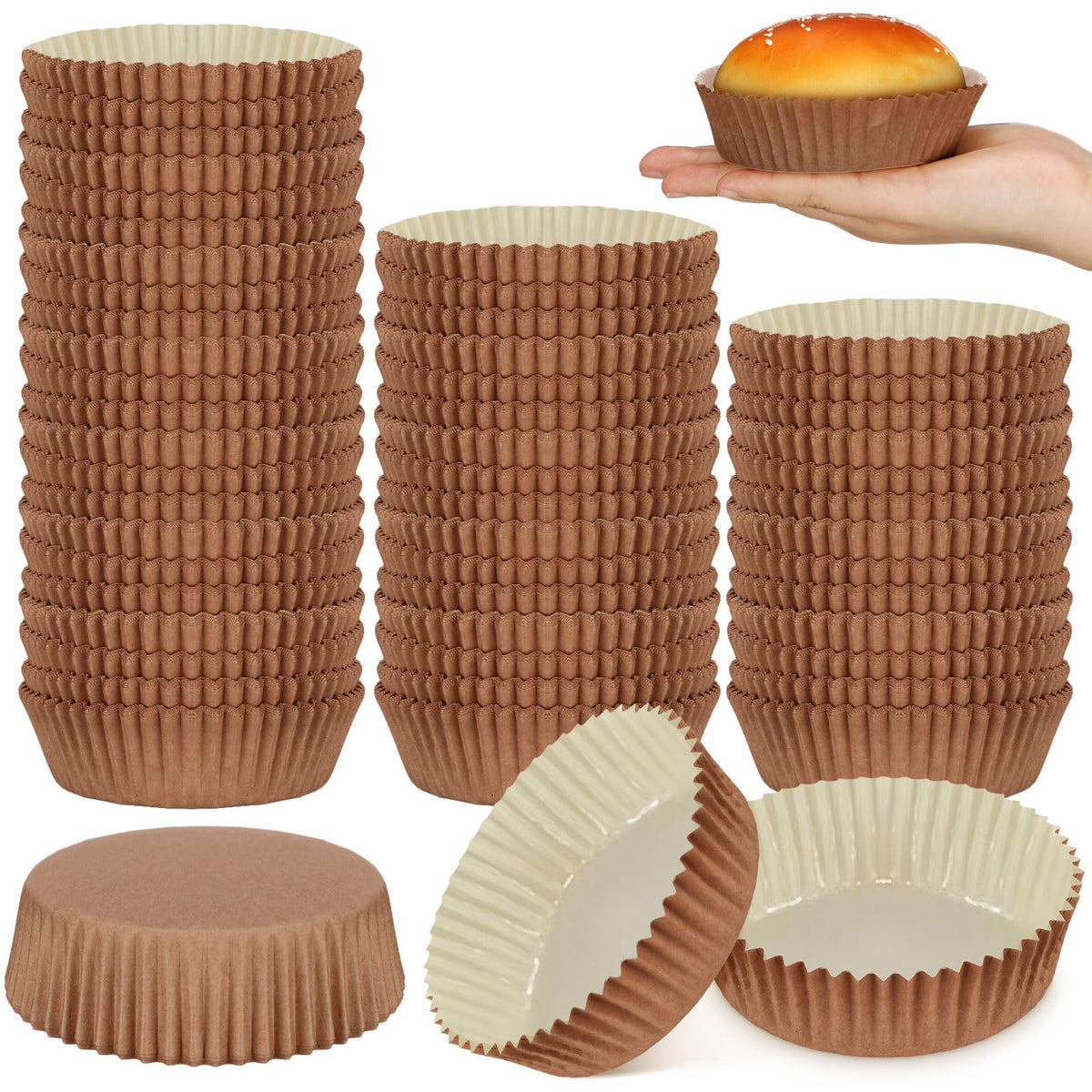 Uiifan natural round cupcake liners in a 50-pack, greaseproof and oven-safe.