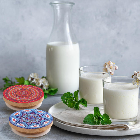 Uiifan mandala lid collection adds decorative charm to kitchen jars.