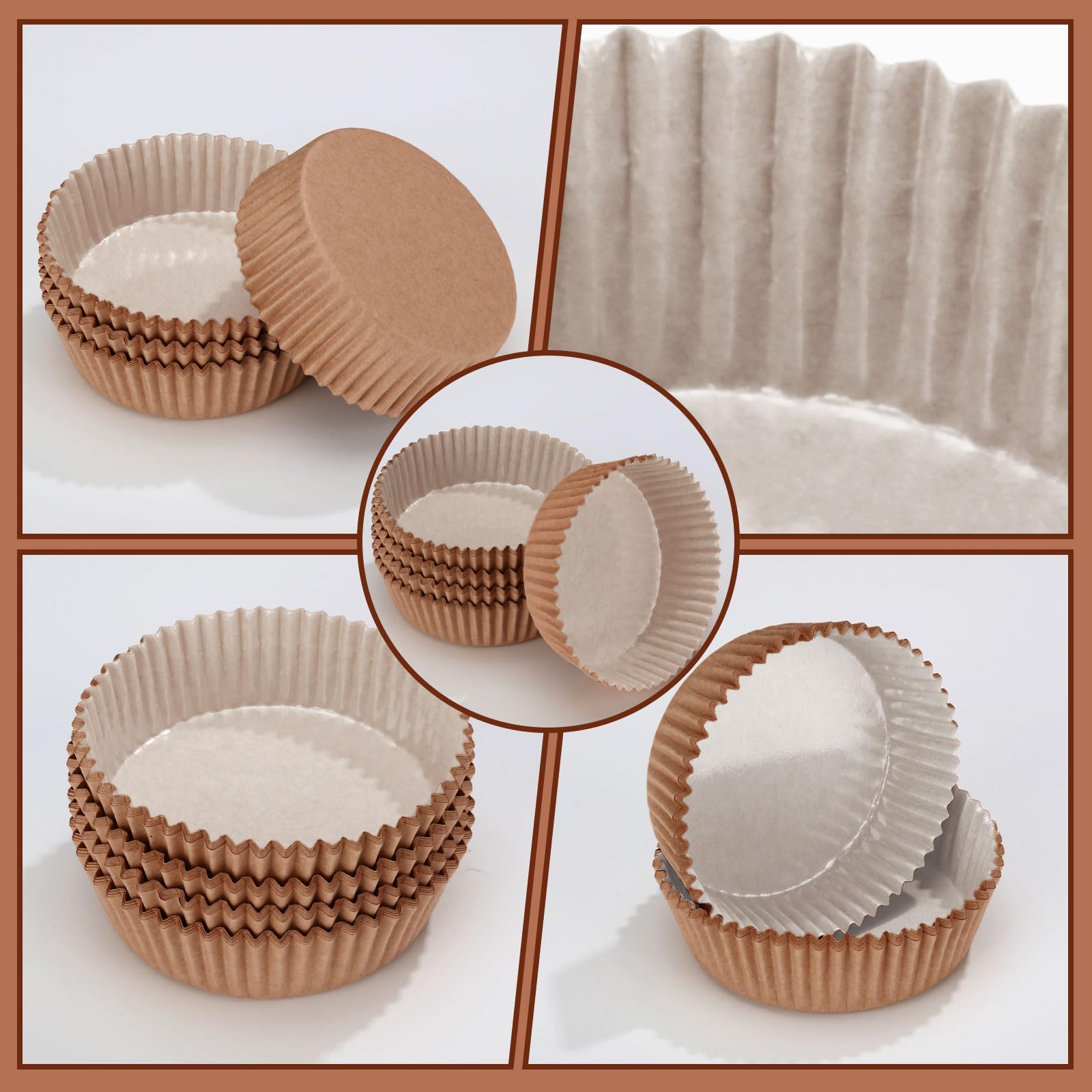 Uiifan cupcake liners shown with oven and microwave safety benefits.