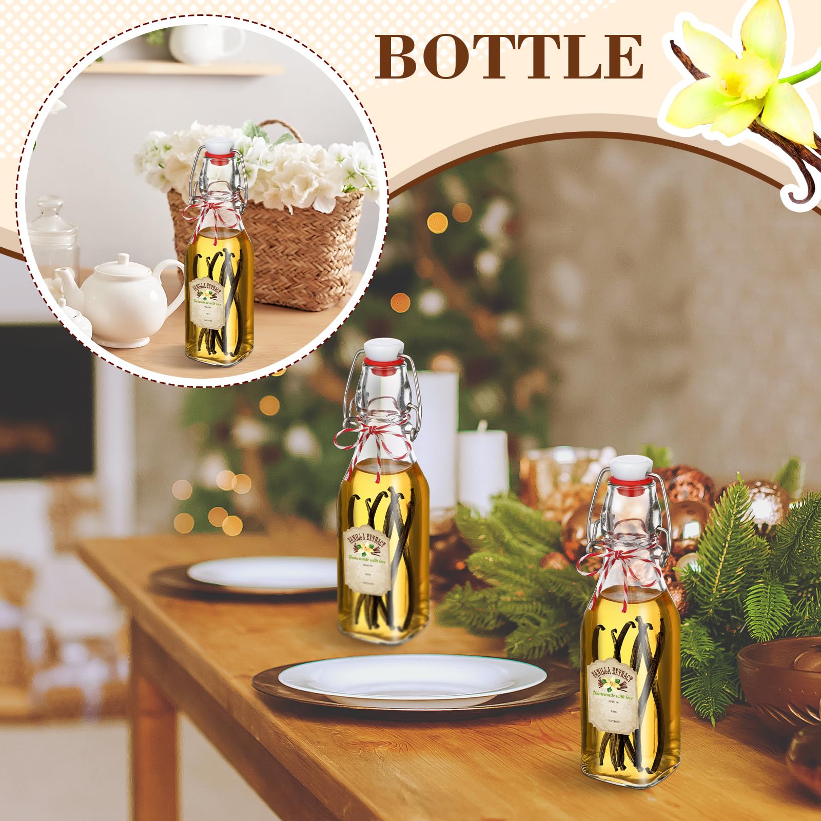 Uiifan transparent glass bottles display contents for oils or vanilla