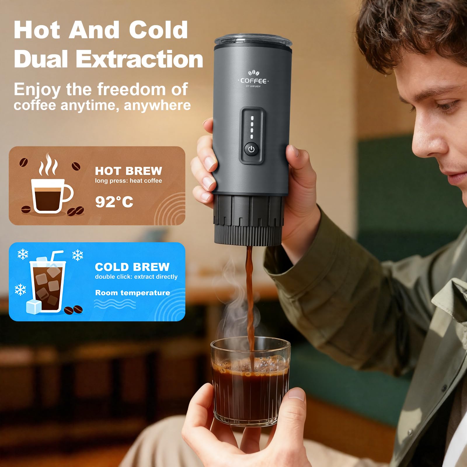 Uiifuidy 7800mAh battery powering all-day coffee sessions away from outlets.