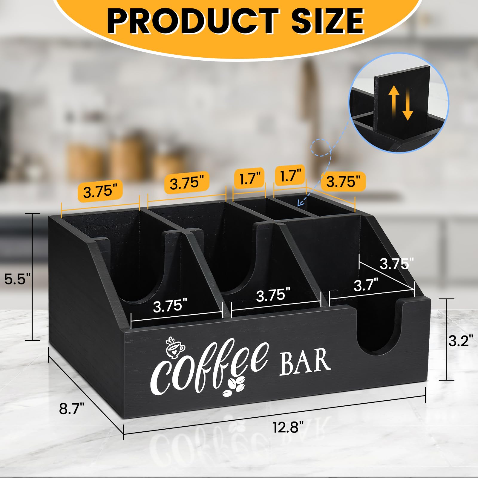 Compact Uipame coffee bar organizer suited for kitchen counters and desks.