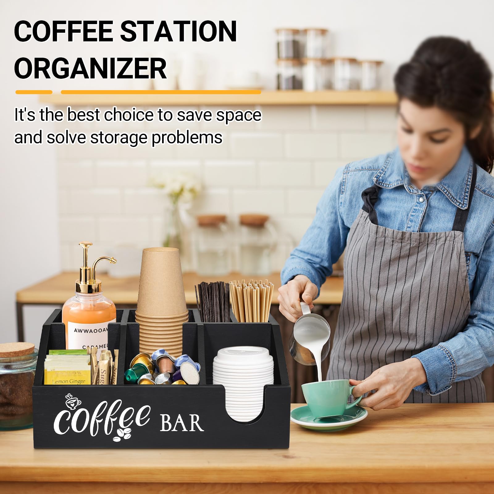 Uipame organizer shows removable partition for flexible straws and spoons storage.