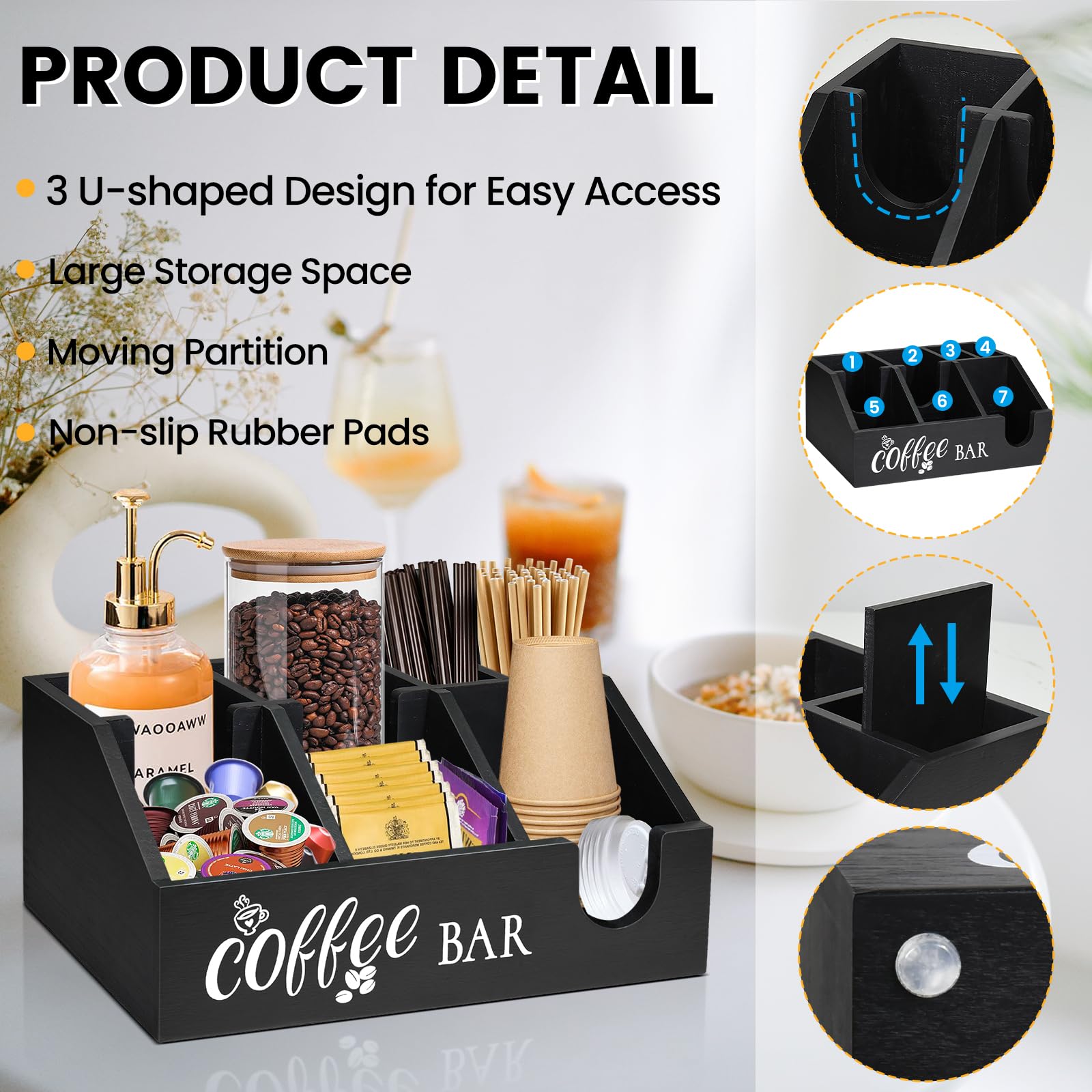 Tilted display highlights kept items for quick grabbing at the counter.