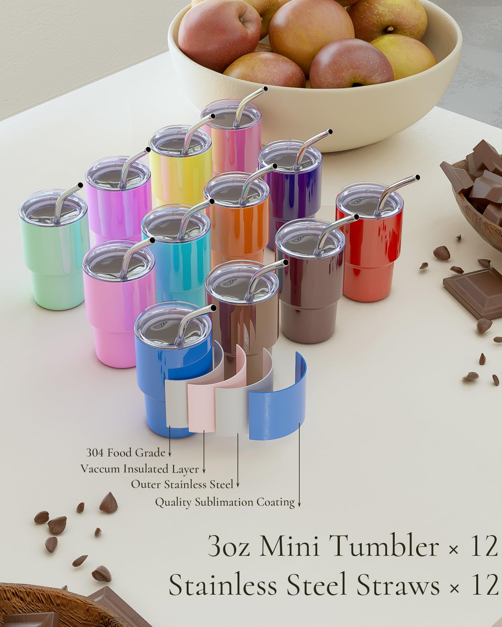 UIRZOTN 12-pack stainless steel shot glasses ready for weddings and parties.