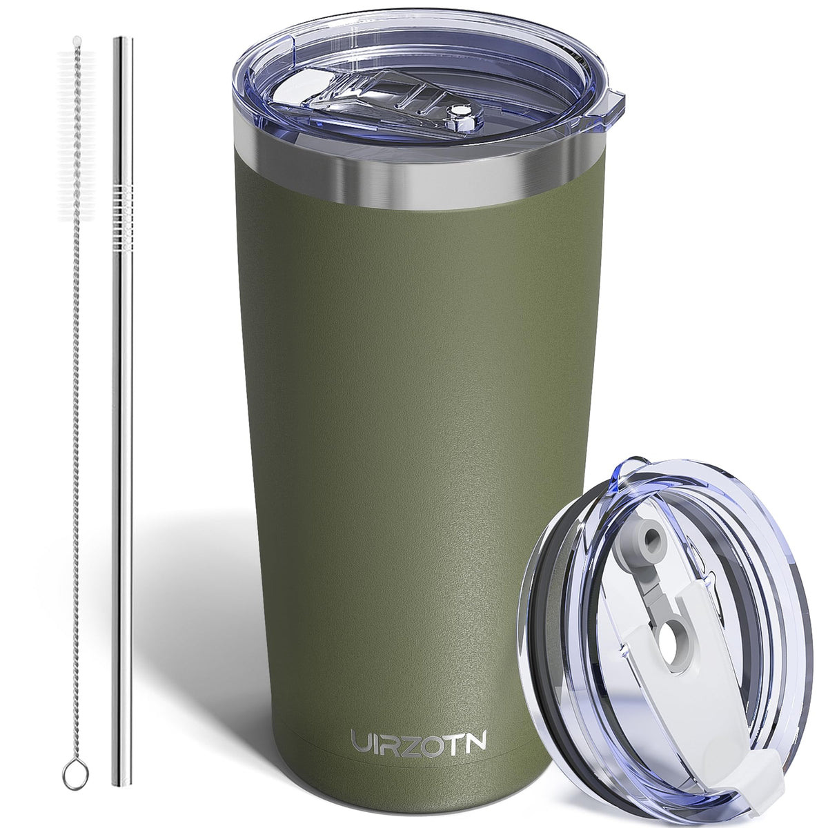 UIRZOTN travel tumbler army green textured matte finish, anti-condensation.