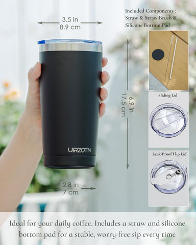 UIRZOTN dual-lid system for safe sipping hot or iced beverages