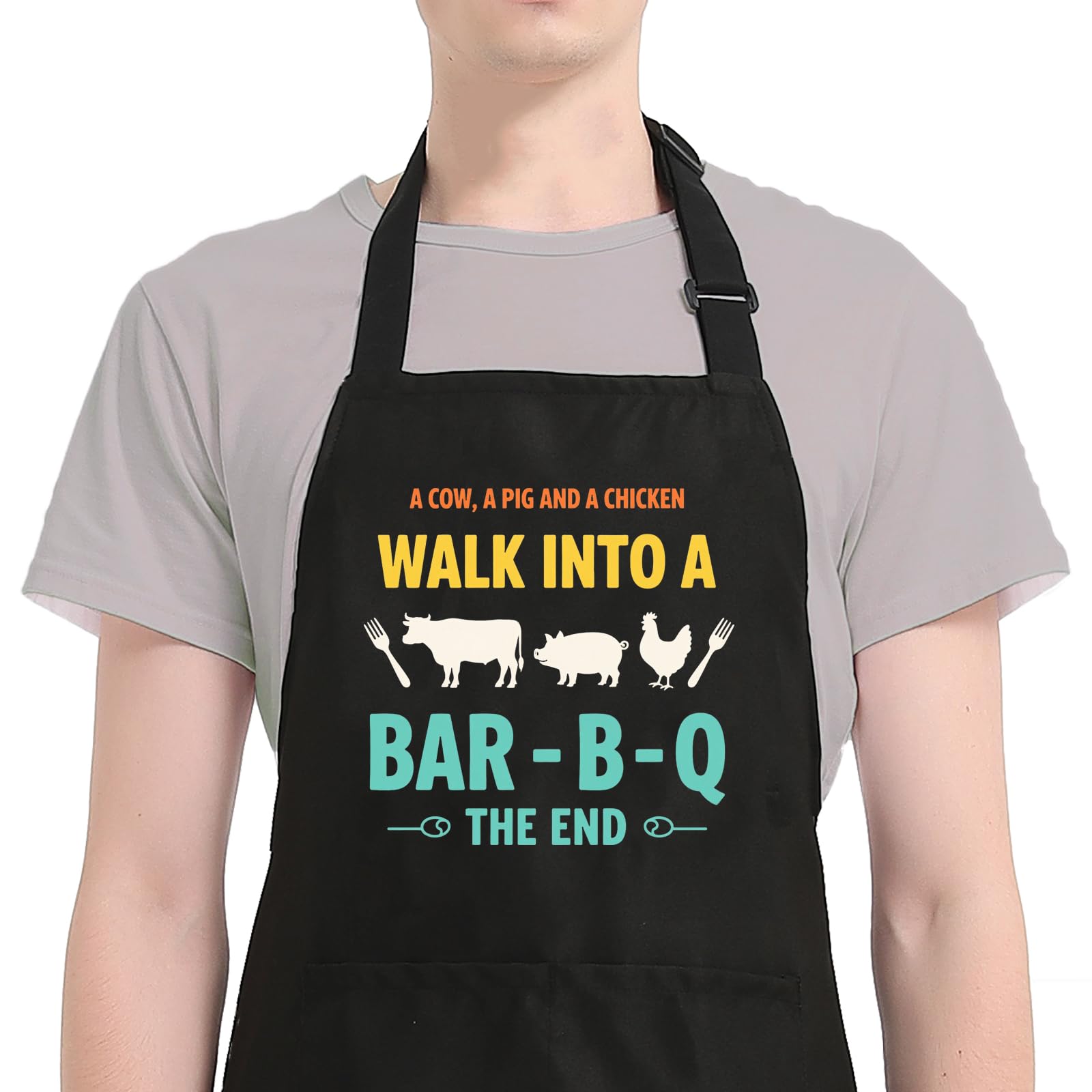 Uiycolk funny apron for men front view, ideal for casual backyard grilling.