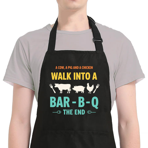 Uiycolk funny apron for men front view, ideal for casual backyard grilling.