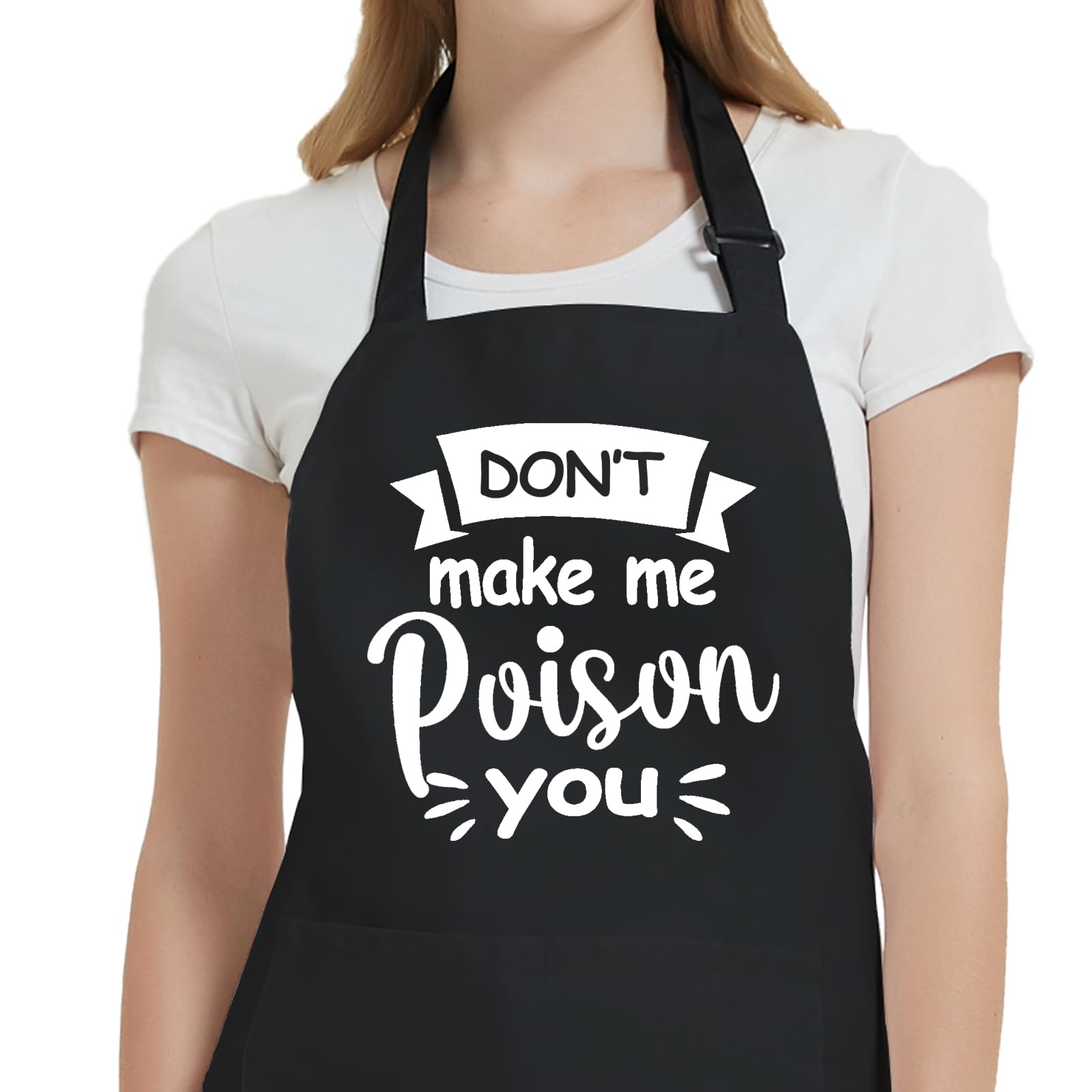 Uiycolk funny apron with pockets front view showing convenient cooking