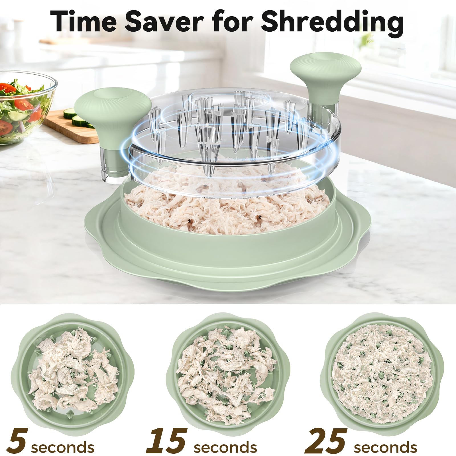 Ukeetap 10 Pro non-slip base provides stable shredding on any counter.