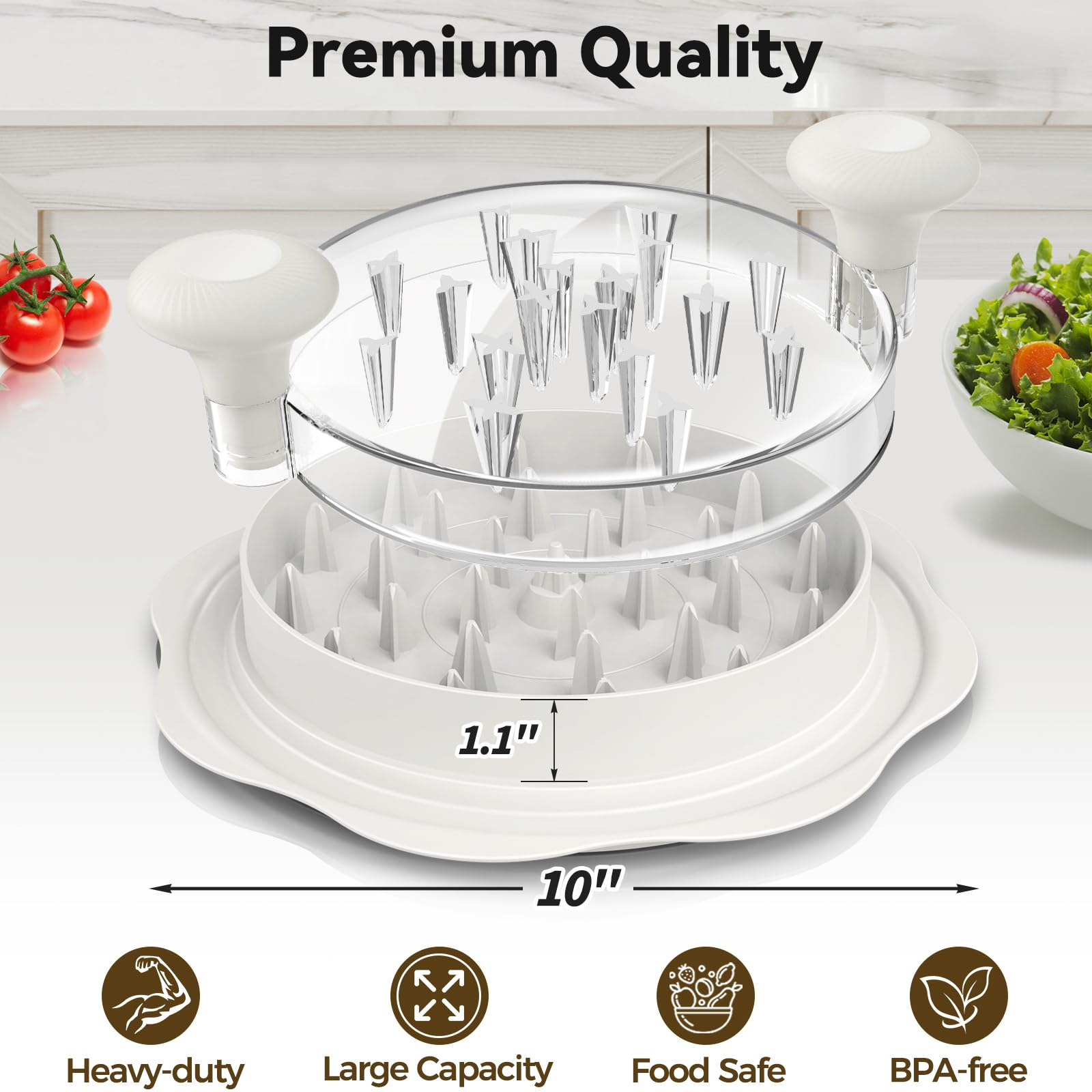 Ukeetap 10-inch Pro Shredder bottom teeth ensure thorough shredding.
