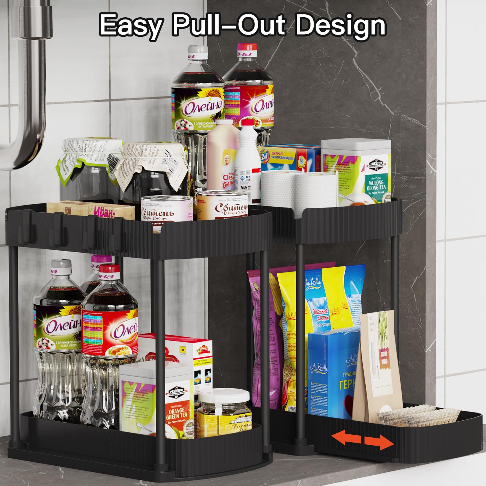 Ukeetap 2 Pack space-saving height creates roomy under-sink storage.