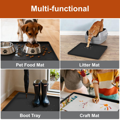 Ukeetap black color mat complements kitchen and bathroom decor.