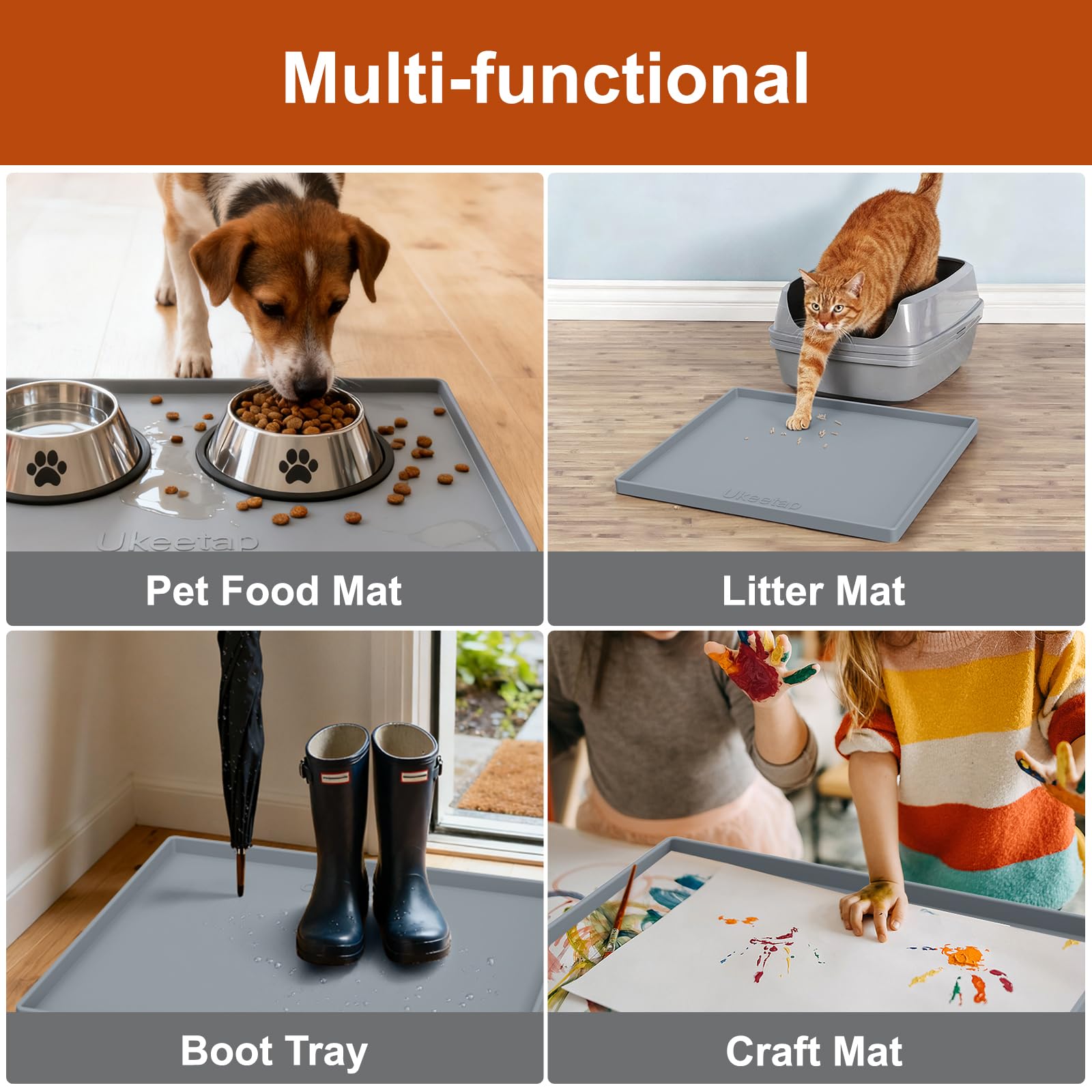 Ukeetap boot tray pet mat gray for organization and protection