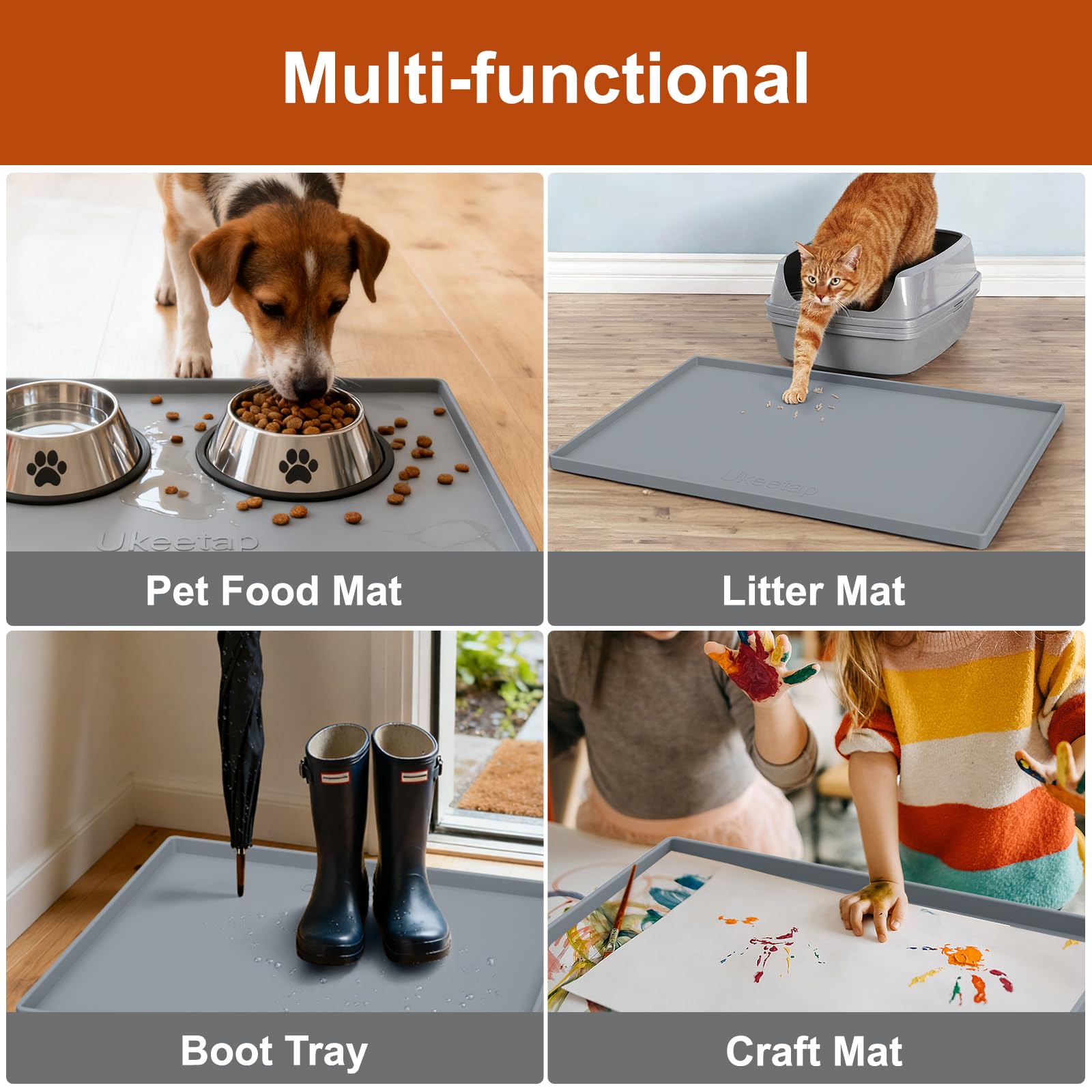 ukeetap gray silicone mat complements decor while protecting spaces.
