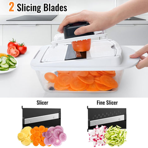 Ukeetap multi-functional chopper handles onions, peppers, tomatoes and more.