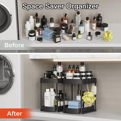 Ukeetap space-saving 12.8-inch height fits tight cabinet shelves.