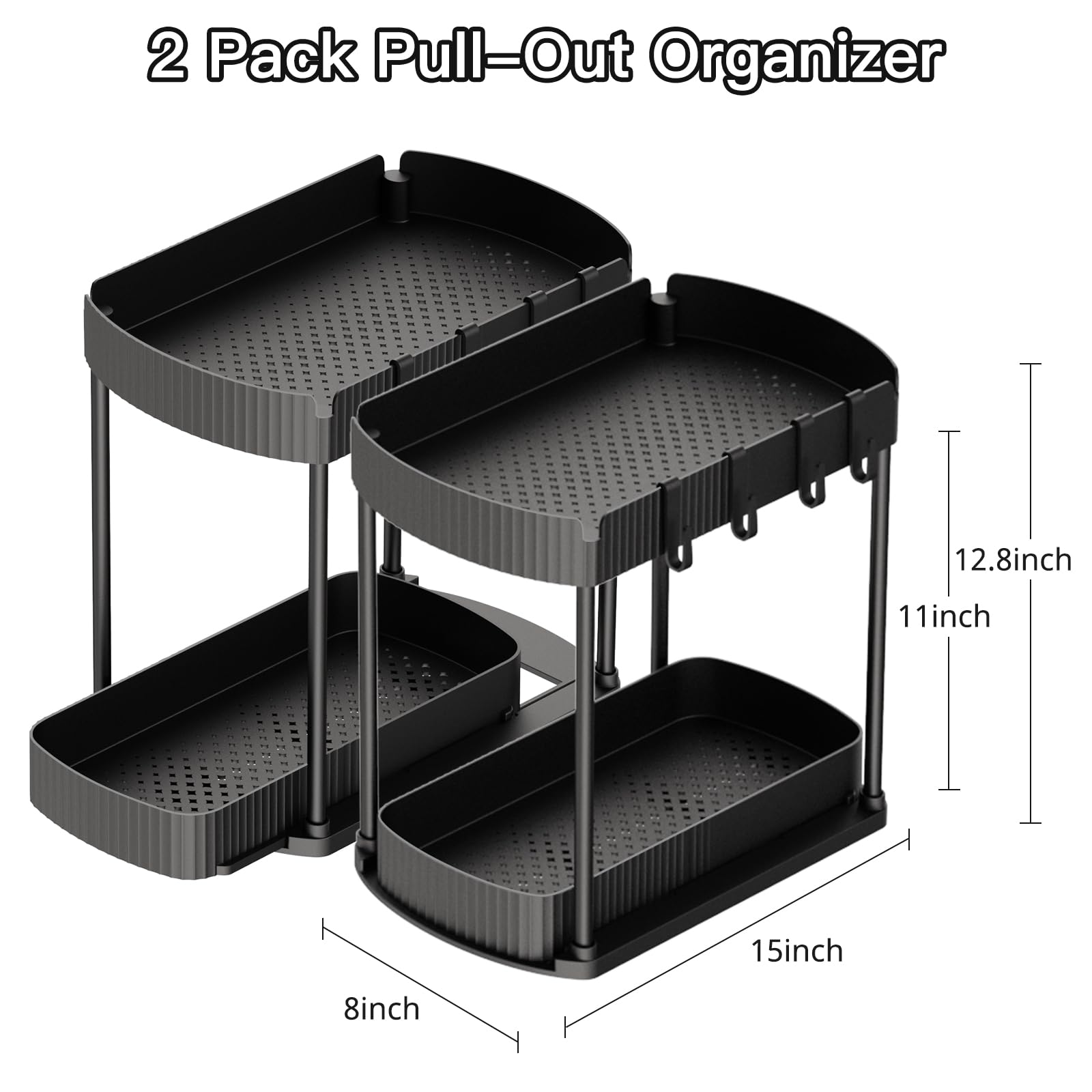 Ukeetap two-pack storage organizers maximize cabinet and vanity space.