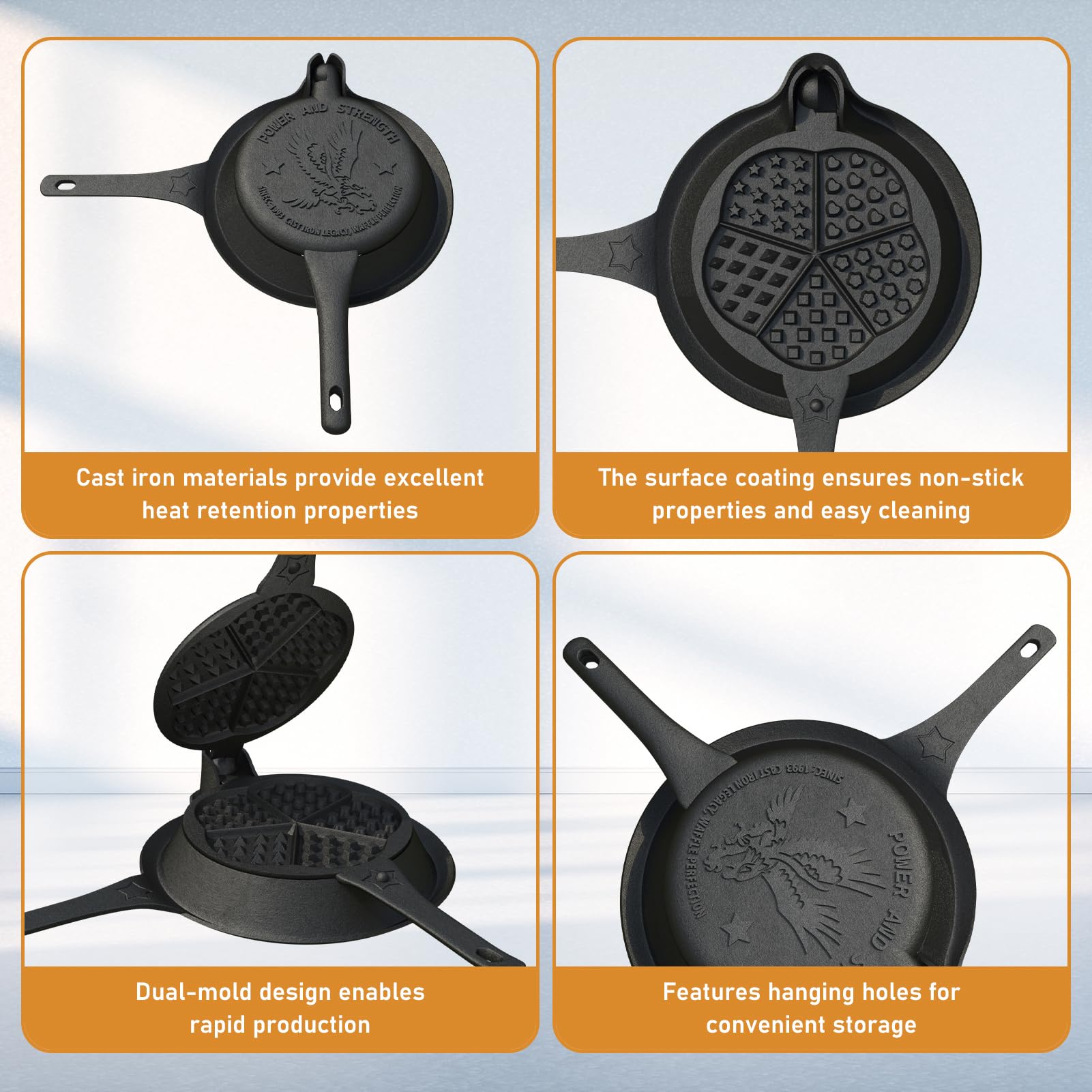 UKENEM double rim helps contain batter for consistent waffles