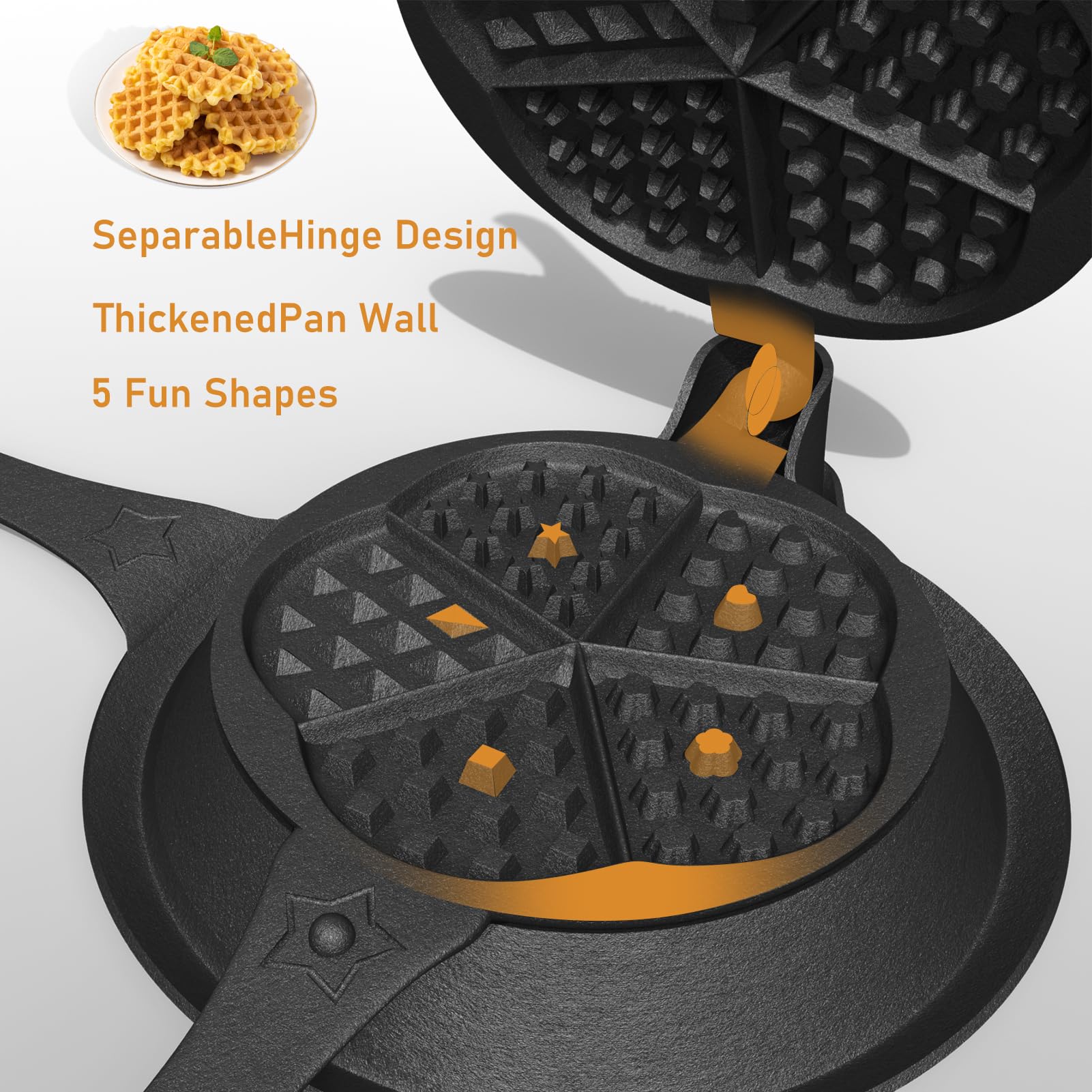 UKENEM waffle maker with five shapes for family breakfasts and playful meals