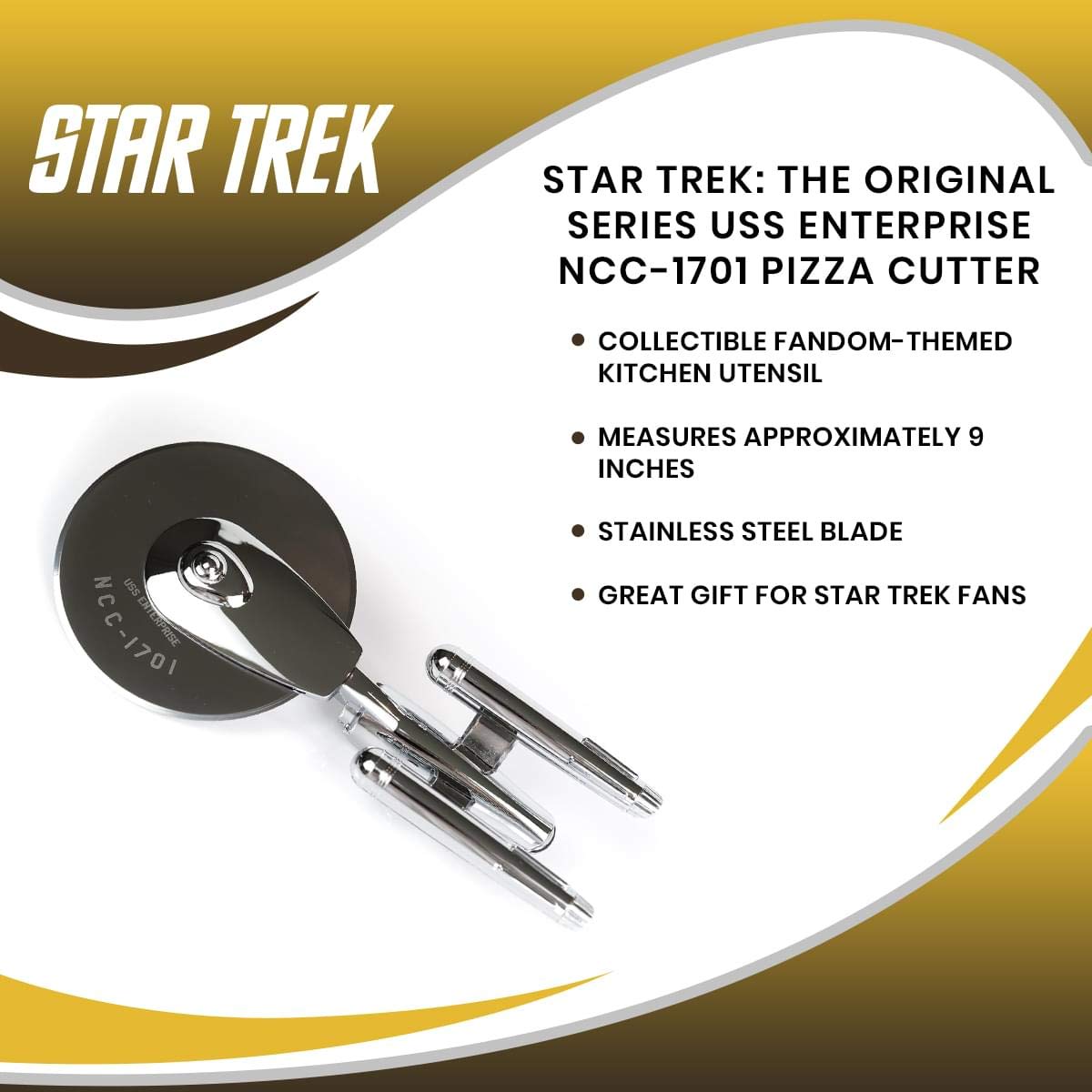 Ukonic Star Trek Enterprise pizza cutter gift-ready packaging perfect for collectors