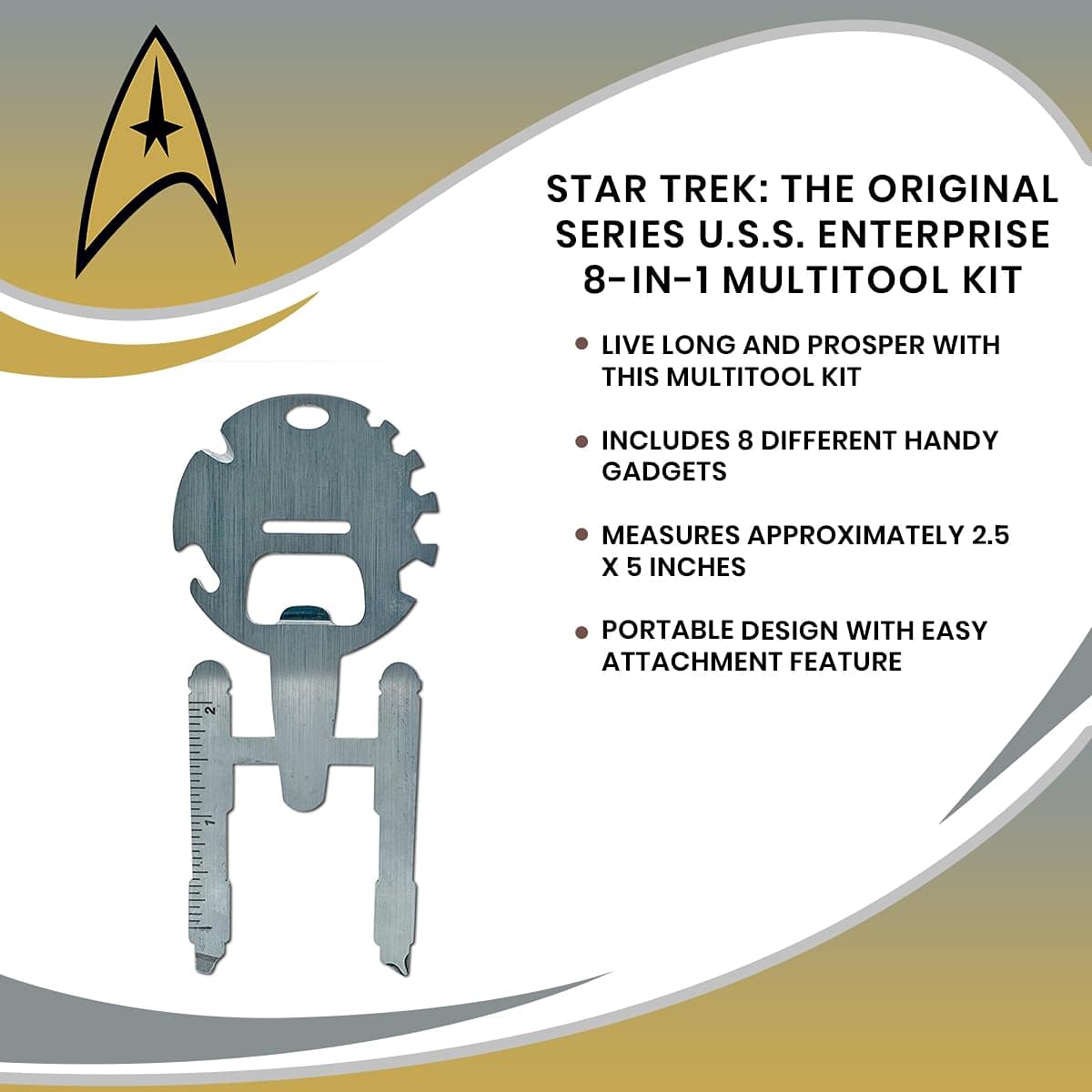Ukonic Star Trek Enterprise ruler helping measure setups for precise camp layouts