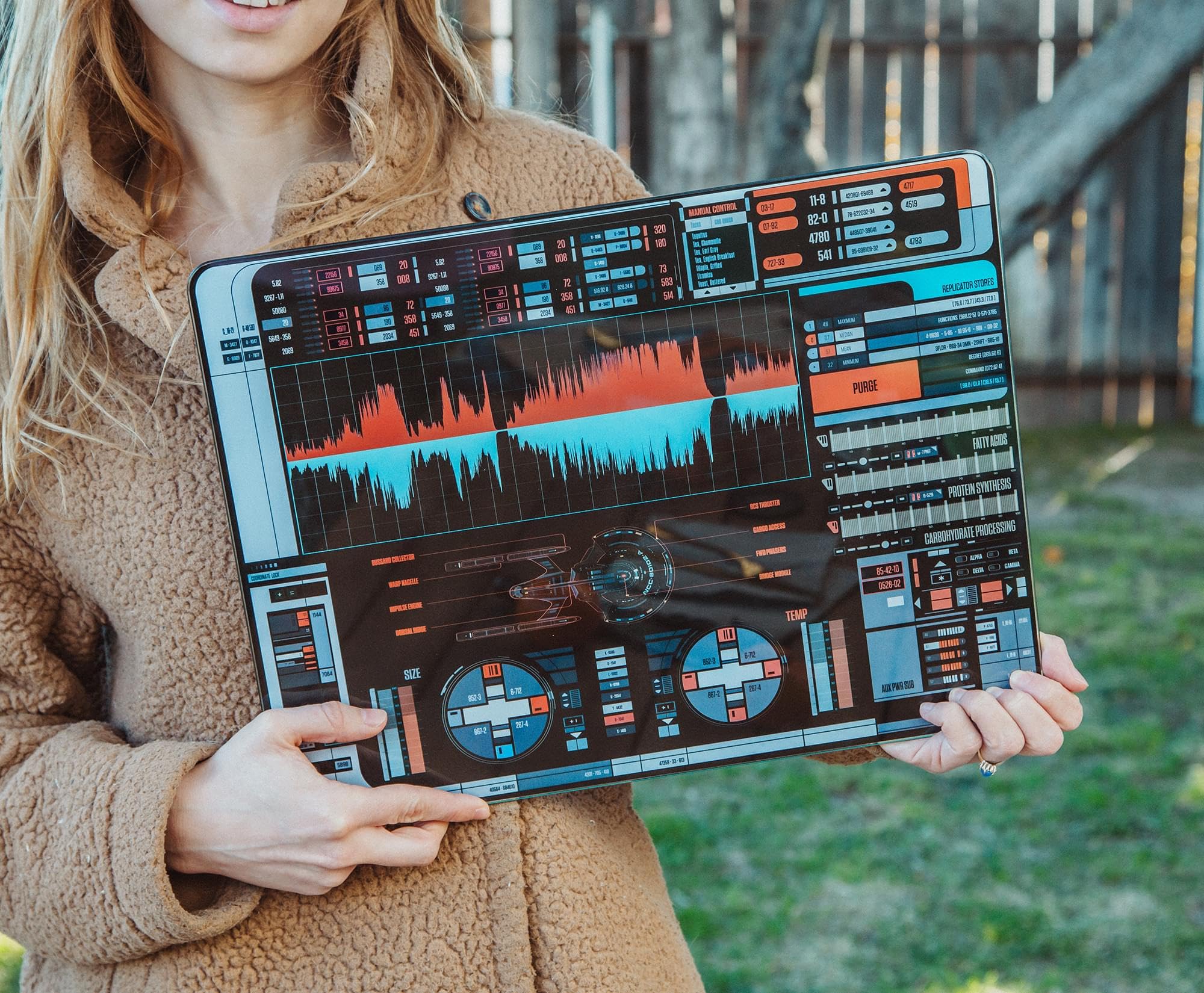 Ukonic LCARS cutting board ideal for serving and entertaining.