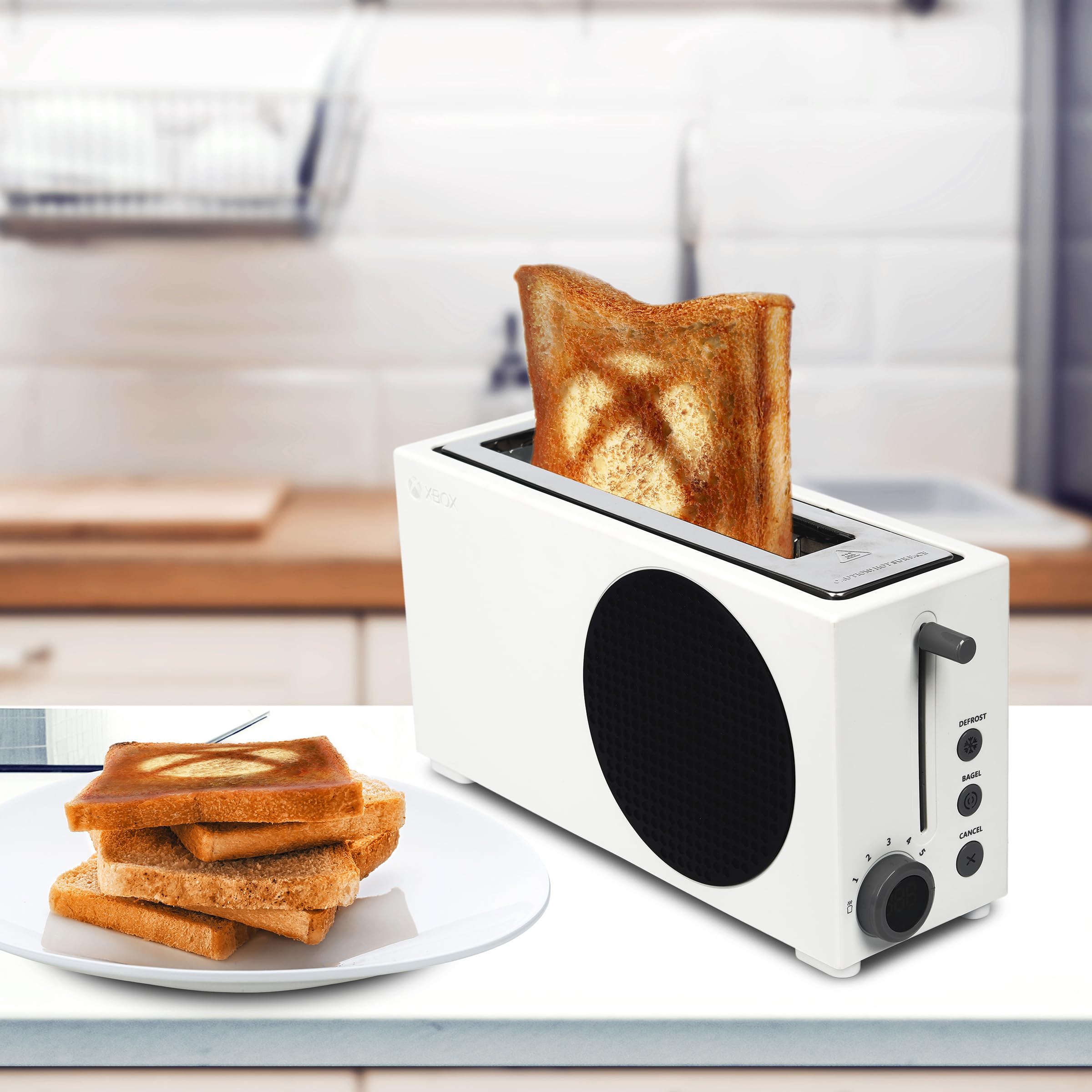 Ukonic Xbox Series S Toaster wide-slot highlights versatility for bread, bagels, and waffles