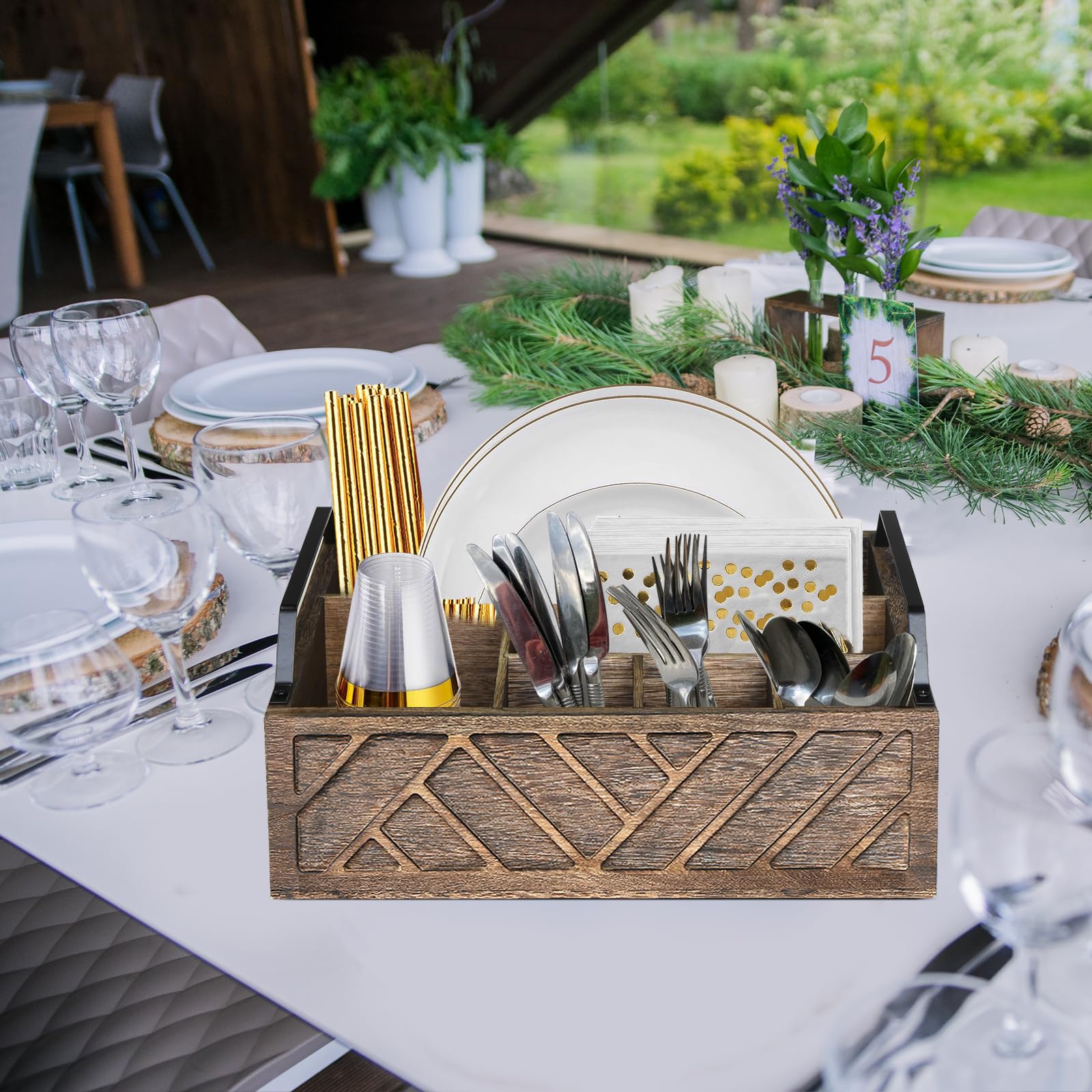 Ukonvi brown paper plate holder elevates farmhouse style while protecting plates
