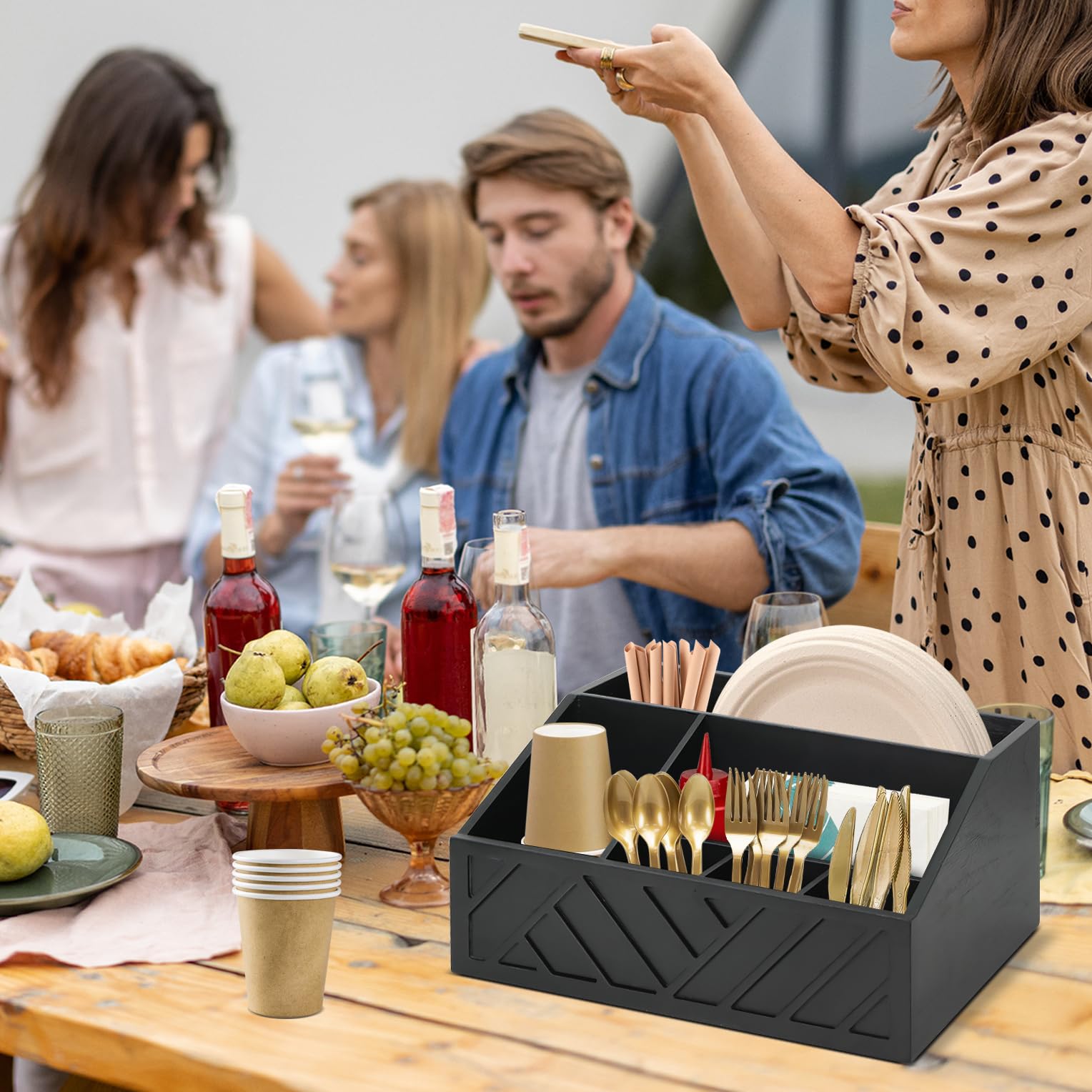 Ukonvi open-top wood utensil holder highlighting organized storage.