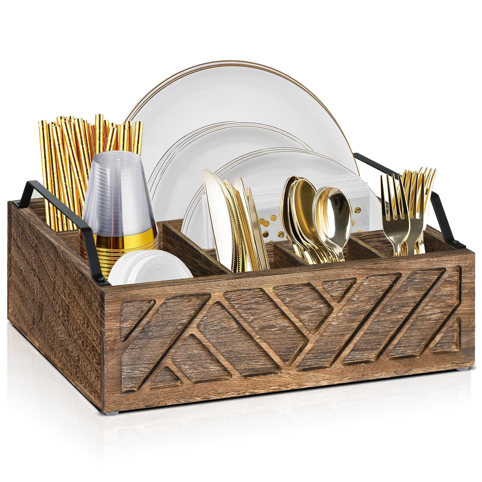 Ukonvi paper plate dispenser with handles keeps plates neat and accessible on the counter