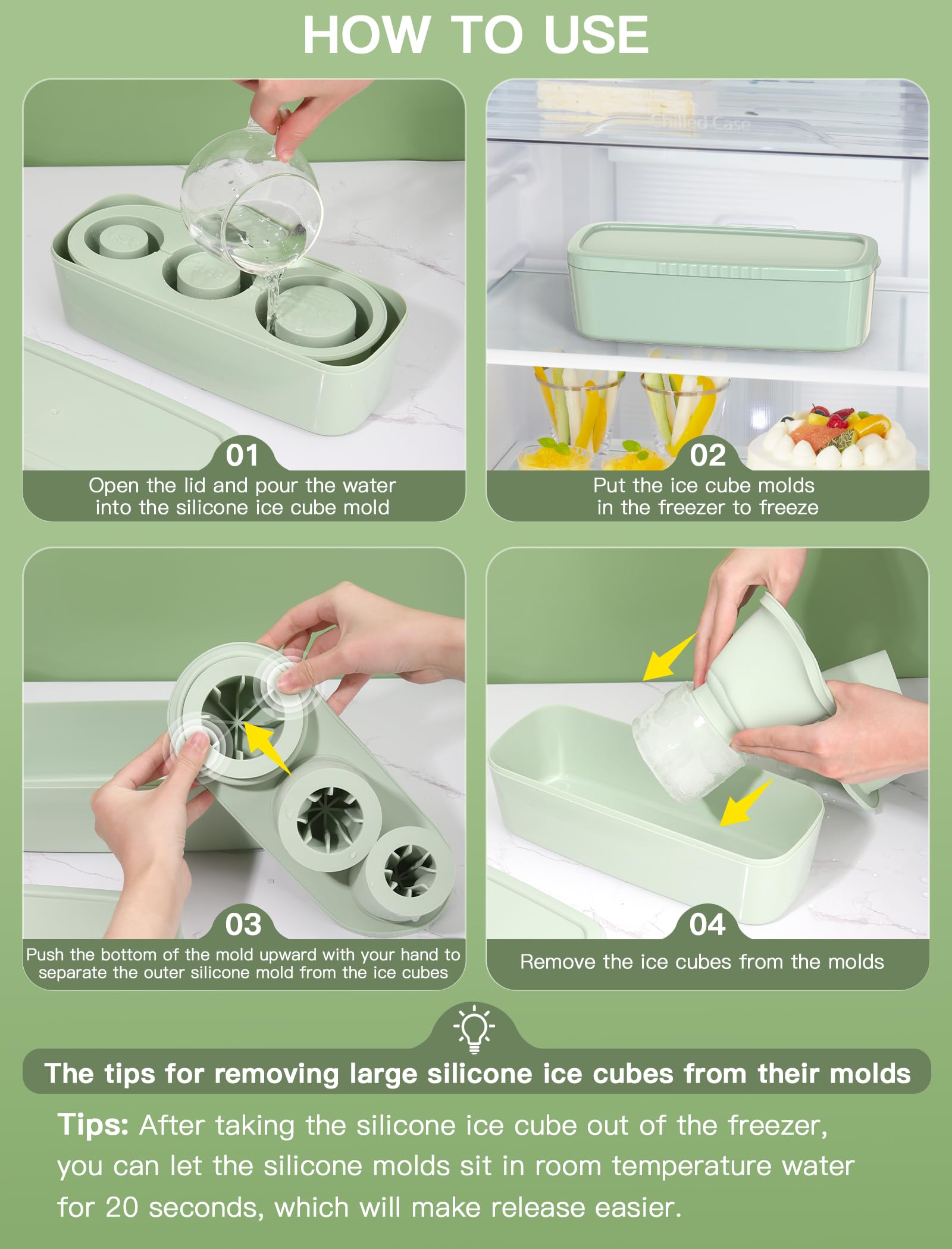 Ukulork easy-release ice cubes for effortless removal.