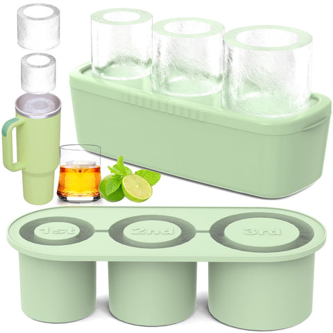 Ukulork ice tray for 40oz tumbler with three cylinders for slow-melting cooling.