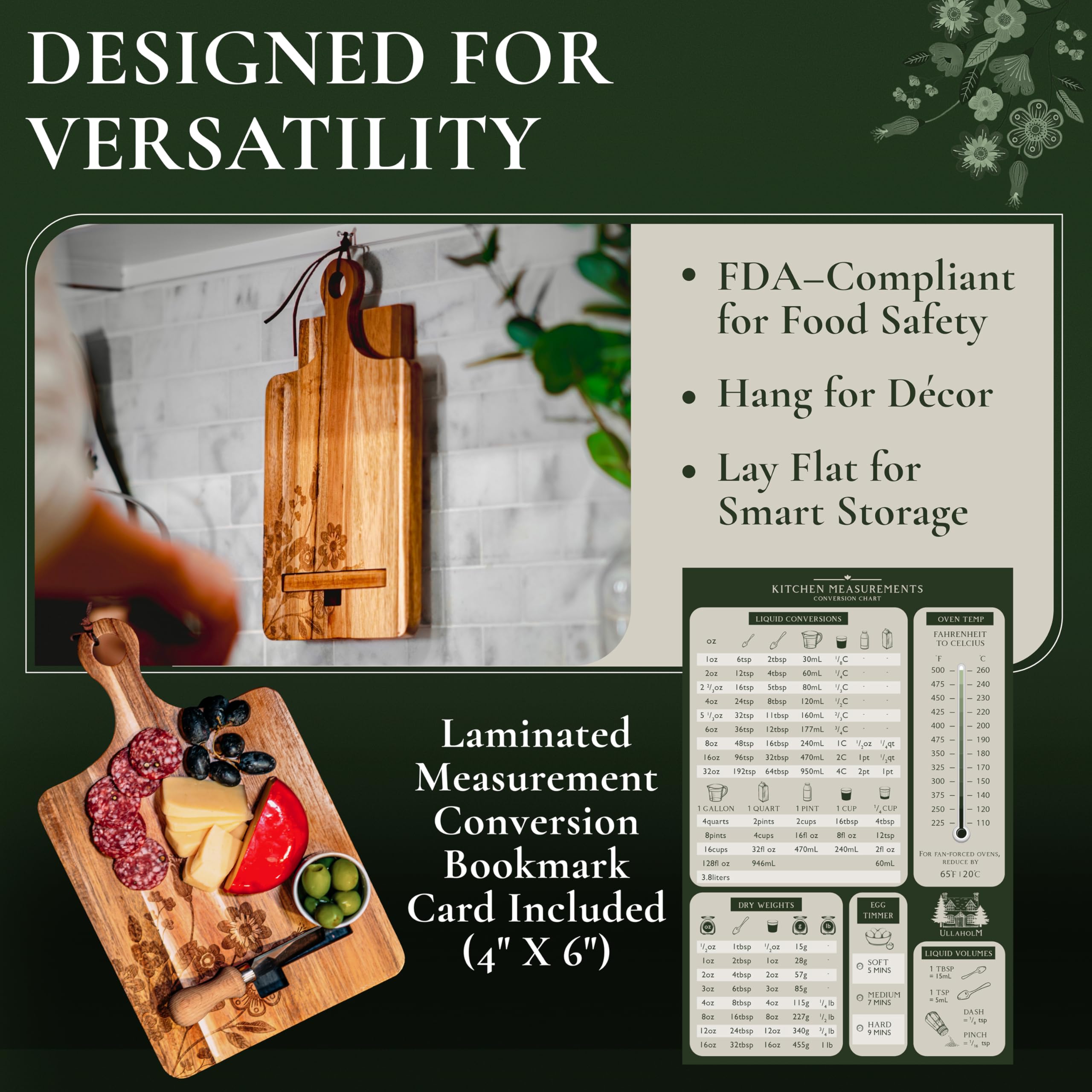 ULLAHOLM cooking measurement card included for quick conversions