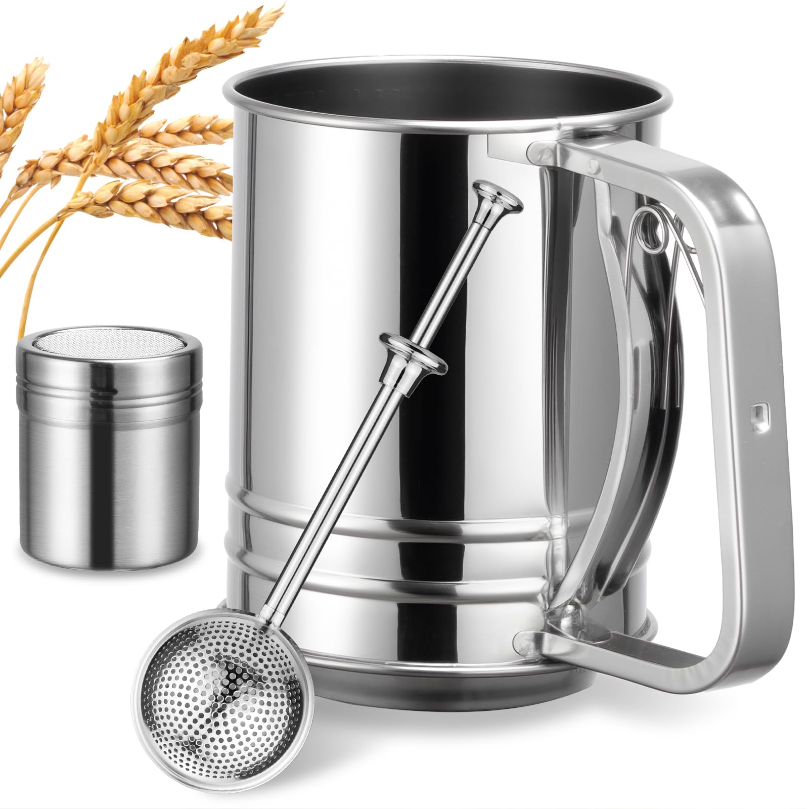 Ullnosoo flour sifter with 3-cup capacity for lump-free batches.