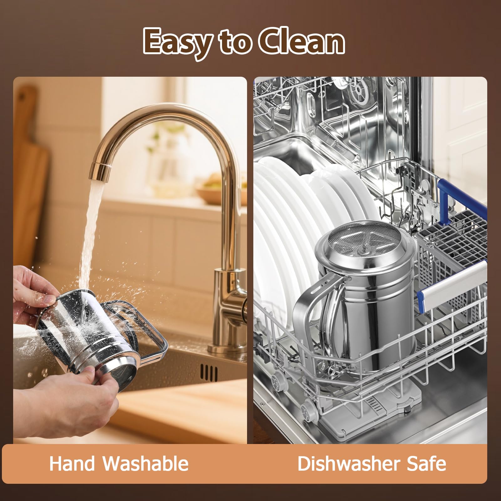 Ullnosoo stainless steel construction ensures durability and easy cleaning.