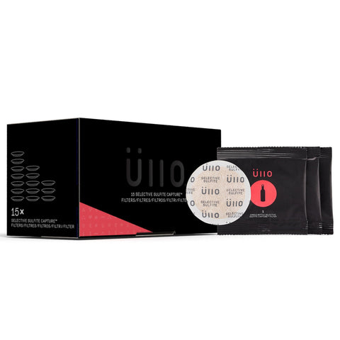 Üllo full bottle replacement filters 15-pack to reduce sulfites and histamines, enhancing aroma.