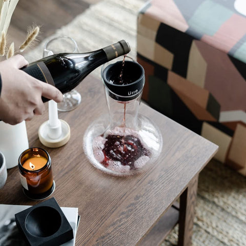 Ullo lead-free crystal decanter highlights premium materials for wine rituals.