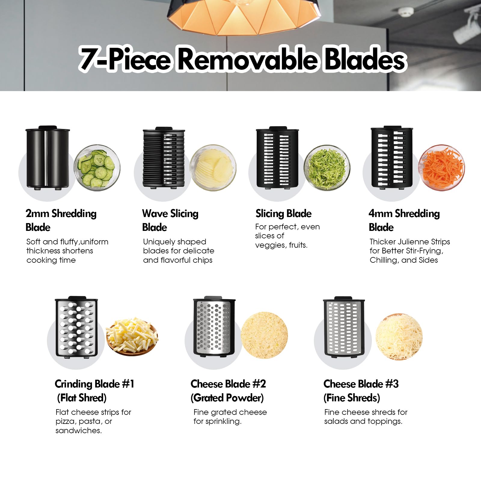 ULTAC seven‑in‑one blade set for shredding and slicing