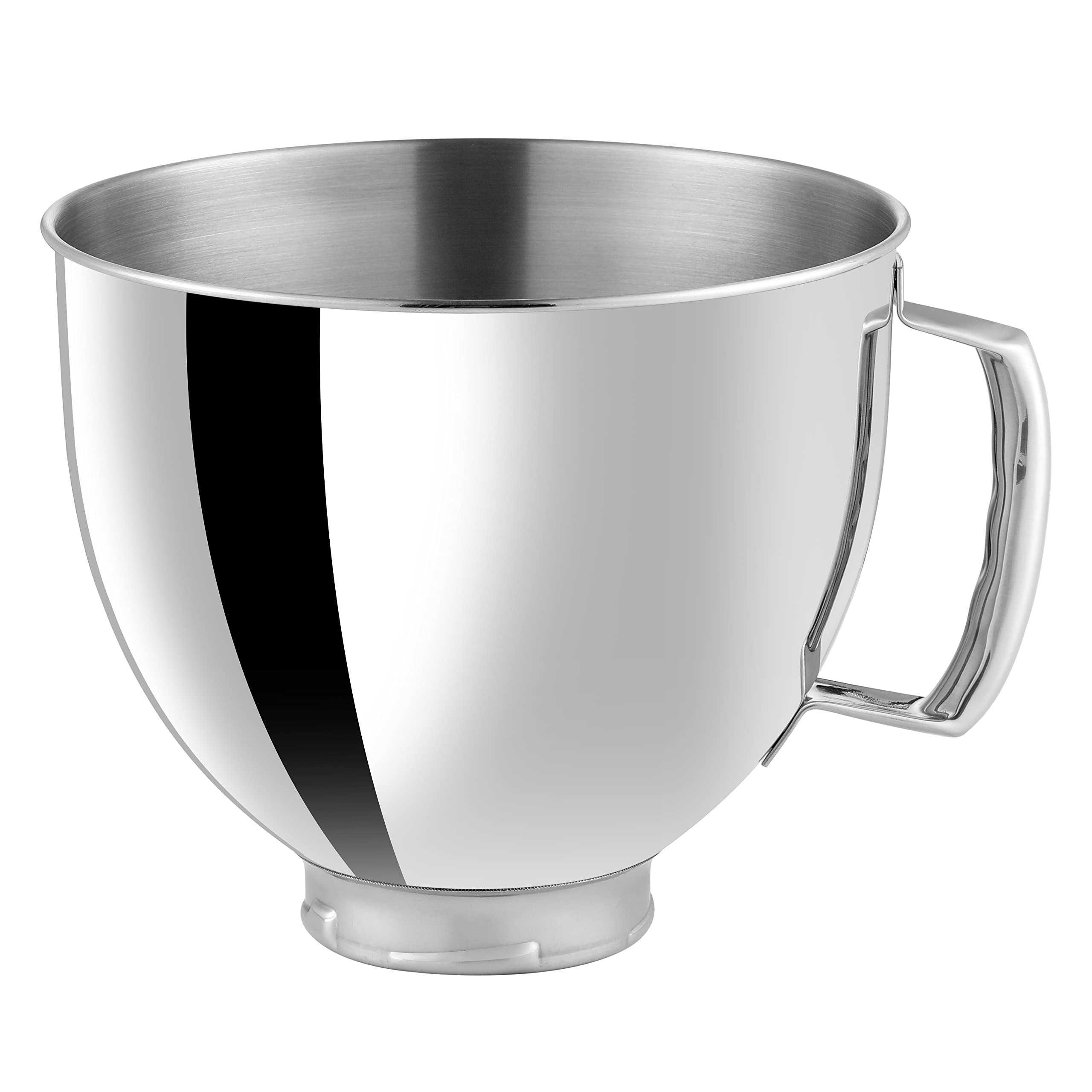 ULTICOR 5 Qt polished stainless bowl attachment for KitchenAid mixers, ideal for large-batch doughs.