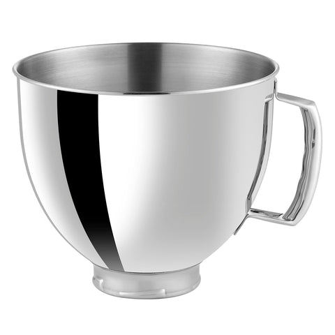 ULTICOR 5 Qt polished stainless bowl attachment for KitchenAid mixers, ideal for large-batch doughs.